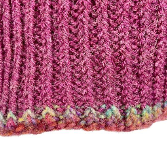 Hand Knit Wool Fair Isle Turtleneck Sweater Women’s XS | Raspberry Nordic Ski - Picture 7 of 13